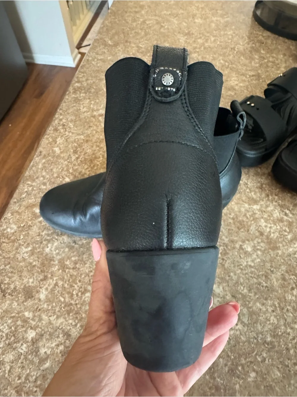 Bass Women's Black Leather Wedge Ankle Boot -